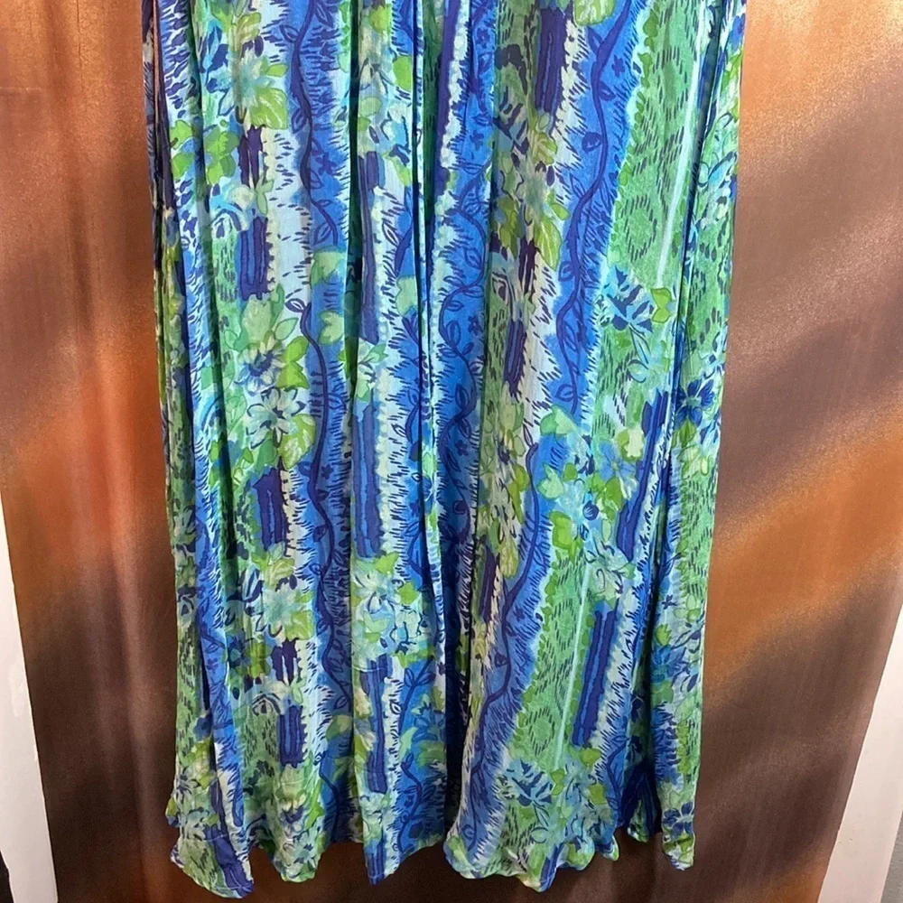 Vintage 90’s blue and green sheet with under dress dress 126 40” chest. 51” long